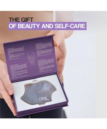 GESS Gua Sha Natural Stone Agate Unique Shape Face Stone for Face Yoga Guasha Stone Double Chin Remover Face Massager Against Wrinkles Lymphatic Drainage Face Face Sculptor - Buy Online on GoSupps.com