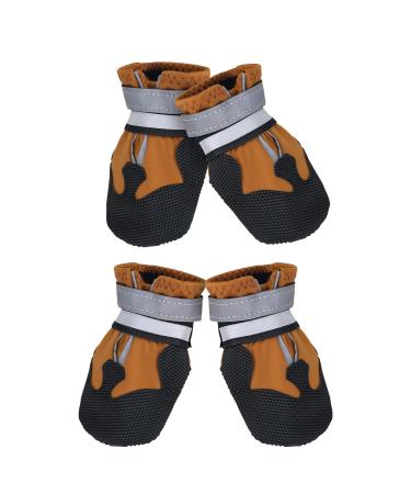 Reestboo dog shoes 4 pieces of non -slip dog shoes Pfot protection dog with reflective strap & Velcro fastener dog boots snowshoes for small dogs winter brown (s) s brown