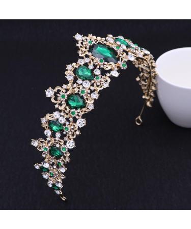 Frcolor Green Rhinestone Tiara Crown for Women - Elegant Wedding Headband & Queen Crown - Buy Online on GoSupps.com