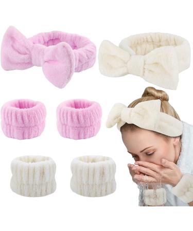 1 Set Headband Bracelet Set Elastic Head Wrap Bow Hair Accessories Plush Headband Spa Face Headband Face Wash Bracelets for Make-Up Yoga Sports Shower Dark Purple - Buy Online on GoSupps.com
