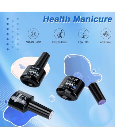 LKE Gel Nail Polish Set - 6 Summer Colors Light Baby Blue & White Soak Off UV/LED Nail Kit for DIY & Salon Manicure Pedicure - Perfect Gift for Nail Art Lovers - Buy Online on GoSupps.com