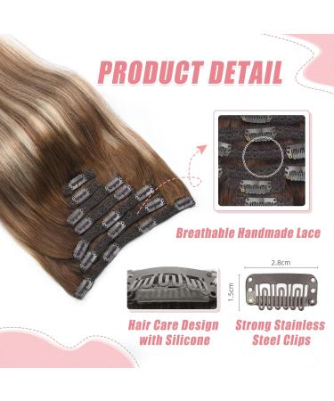 Vlasy Seamless Straight Human Hair Clip in Extensions T6/60+6# 16 Inch (80 g) - Natural Thick 7 Pieces for Women - Buy Online on GoSupps.com
