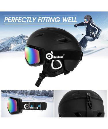 Odoland Snow Ski Helmet and Goggles Set - Sports Protective Gear for Skiing and Snowboarding - Black - Size S (21-22''/54-56cm) - Buy Online on GoSupps.com