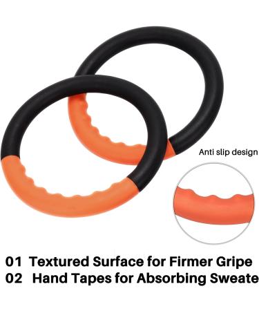 Teamaze Gymnastic Rings with Adjustable Straps - Non-Slip Pull Up Workout Rings for Home Gym Exercise - Orange - Buy Online on GoSupps.com