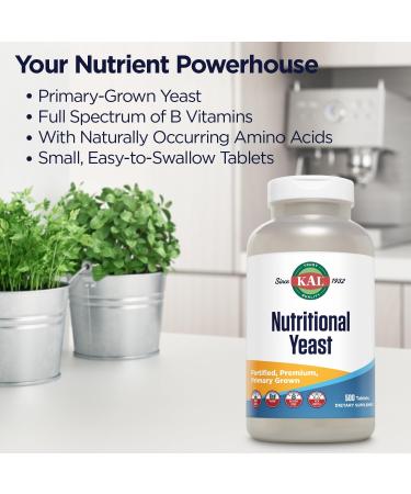KAL Nutritional Yeast 500 Tablets - High Potency Vegan Source of B Vitamins - Buy Online on GoSupps.com