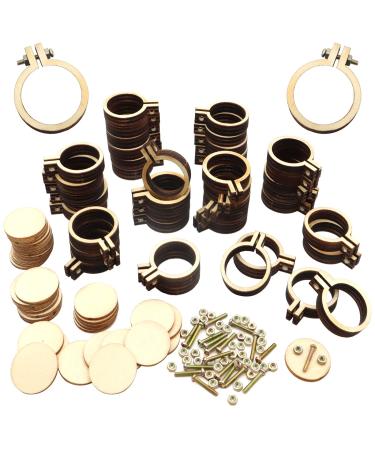 ZOCONE 40 Packs Mini Embroidery Hoops Small Ring Tiny Embroidery Hoops Round Wood Hoops for DIY Pendant Embroidery Necklace Jewelry Pendant and Keychain 40 Pack Round Hoops