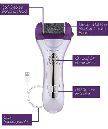 Michael Todd Beauty Pedimax Skin Smoothing Pedicure Device - 3 Interchangeable Treatment Heads - USB Charging Cord - Buy Online on GoSupps.com