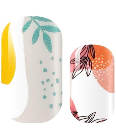 Avoa Beauty nail film - "Bahama Mama yellow orange blue colorful tropical abstract transparent nail art design 16 thin self -adhesive long -lasting nail wraps
