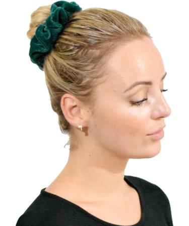 2 PCS Premium Large Dark Green Velvet Hair Scrunchies for Women, Girls, and Kids - Buy Online on GoSupps.com