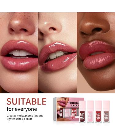 Set of 4 glossy lips long-lasting moisturizing color with lip plumper effect glossy for girls | for girls women makeup party beauty and gifts - Buy Online on GoSupps.com