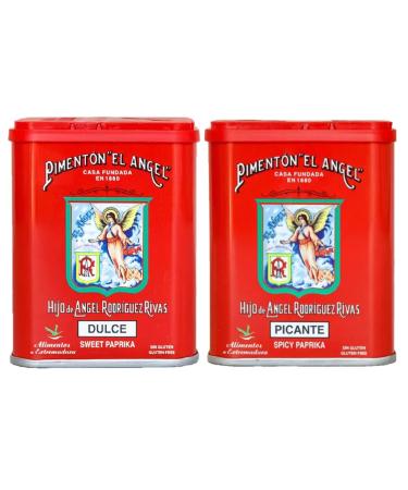 Spanish Smoked Paprika. Hot & Sweet. Set of 2 tins. El Angel Brand (since 1880)