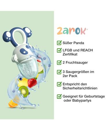 Zarok BPA-Free Fruit Sucker for Babies | Baby Dental Aid & Bite Ring | 2 Pieces Blue/Orange | Safe Baby Accessories for 3 Months+ - Buy Online on GoSupps.com