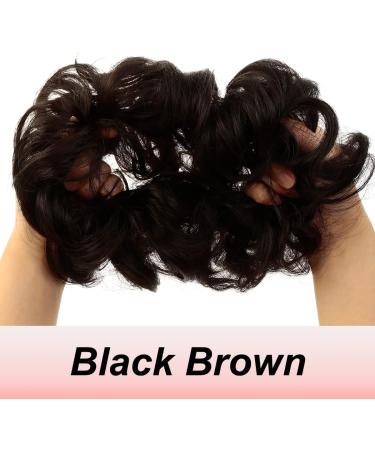JJstar Messy Hair Bun Curly Wavy Scrunchies - Synthetic Hair Chignons for Women Girls (Black Brown) - Buy Online on GoSupps.com