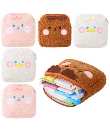 6 Pieces Sanitary Napkin Storage Bag Menstrual Pad Pouch Nursing Pad Holder Portable Coin Pouch for Feminine Pads Panty Liners Tampons and Reusable Pads 6 x 6 Inch