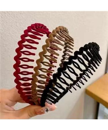 3 PCS Non Slip Cloth Rhinestone Headbands for Women - Wave Pattern Hair Bands with Teeth | Stylish Hair Accessories for Girls - Buy Online on GoSupps.com