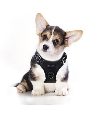 Funfox dog harness Small dogs no pull puppy harness adjustable dog harness Anti Zug safety harness Small medium dog breast harness dog breathable dog harness black s