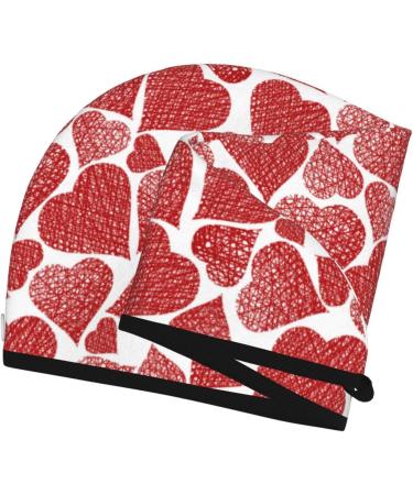 Hair Towel Wrap with Button | Quick-Dry Hair Turban & Head Towel - Hearts Design - Buy Online on GoSupps.com