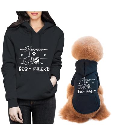 Spajoy Dog Hoodie Matching Dog and Owner Clothes Owner and Pet Shirts are Sold Separately Small Black Only for Parents