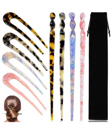 8 Pieces Acetate Hair Sticks Leopard Printed Hairpins U Shaped French Hair Pin Chopsticks Forks Accessories for Women and Girls' Long Shawl Hair - Buy Online on GoSupps.com