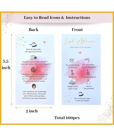 Lash Extension Aftercare Cards 3.5x2 Inch 100 Pack - Double Sided Eyelash After Care Instructions for Business - White&Gold Design - Buy Online on GoSupps.com