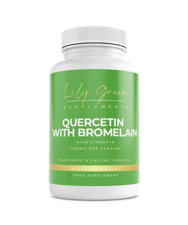 Lily Green | Quercetin with Bromelain 1200mg per Serving | 60 Vegan Capsules | High Strength | Antioxidant & Anti-Inflammatory | No Artificial Additives | Made in UK