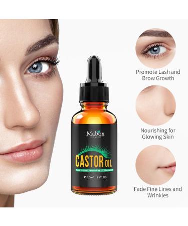 100% Organic Pure Castor Oil for Hair, Skin, and Nails - Grow Eyelashes and Eyebrows - Hexane Free - Includes Applicator Wand and Brush Kit - 1 Fl Oz 30ml - Buy Online on GoSupps.com