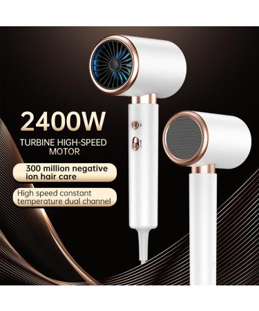 Lightning Hair Dryer - Negative Ionic Blow Dryer with Brushless Motor Fast Drying & Low Noise Includes Diffuser & Nozzle Attachments - Perfect for Home & Travel - White - Buy Online on GoSupps.com