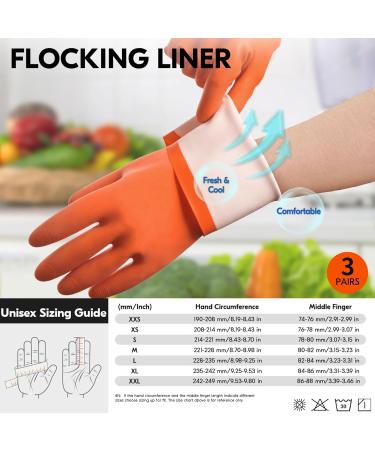 VGO RB2186: 3 Pairs of Orange Reusable Kitchen & Household Gloves - Thick Long Sleeve Ideal for Cleaning - Buy Online on GoSupps.com