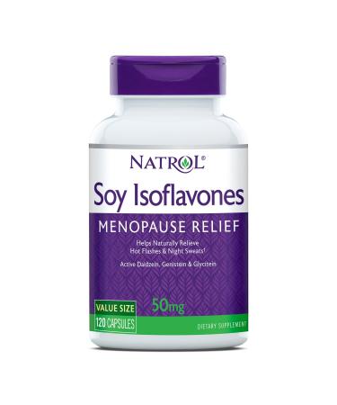 Natrol Soy Isoflavones Capsules Menopause Relief 50mg 120 Count (Pack of 2) Purple