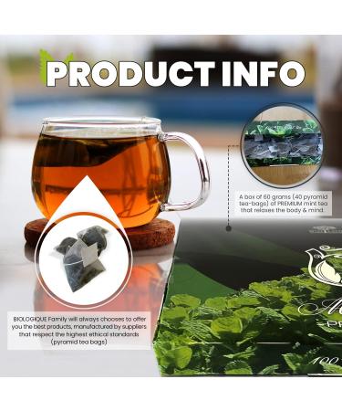 Premium Mint Tea Bags | 40 Herbal Detox Infusion | | Caffeine-Free | Exquisite Classic Taste & Aroma | High in Antioxidants | Perfect for Gifting | 60 g - Buy Online on GoSupps.com