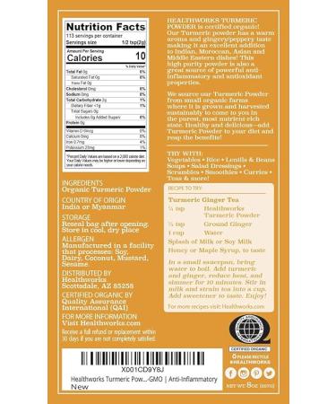 Healthworks Turmeric Powder - 8 Ounces - Raw Organic Curcumin with Antioxidant Benefits - Keto  Paleo  Vegan  Non-GMO - Shop Now! - Buy Online on GoSupps.com