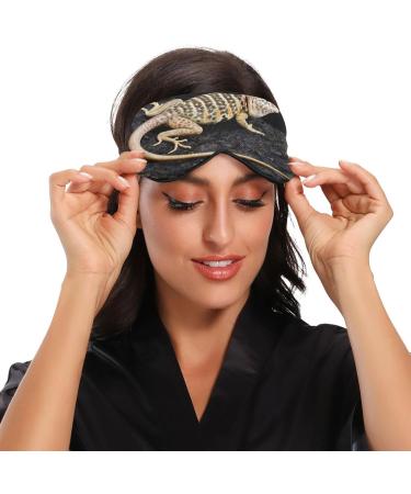 Baja Black Collared Lizard Sleep Mask - Light Blocking Eye Mask for Sleeping | Adjustable Strap | Soft & Lightweight Eye Cover for Men & Women | Perfect for Travel Naps & Work - Buy Online on GoSupps.com