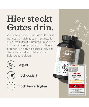 Nature Love Curcuma Extract 15000 - 90 Vegan Capsules | 95% Curcuminoids | Turmeric & Piperine | Laboratory Tested in Germany - Buy Online on GoSupps.com