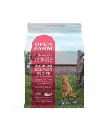 Open Farm Dry Cat Food, Humanely Raised Meat Recipe with Non-GMO Superfoods and No Artificial Flavors or Preservatives Wild-Caught Salmon 4 Pound (Pack of 1)