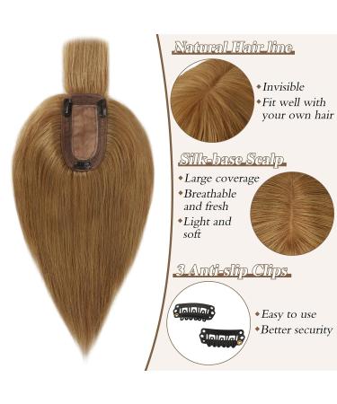 Ruwiss Real Hair Topper for Women | Silk Base Clip-In Hair Pieces | Light Brown Short Wigs for Thin Hair | 100% Human Hair Crown Topper - Buy Online on GoSupps.com