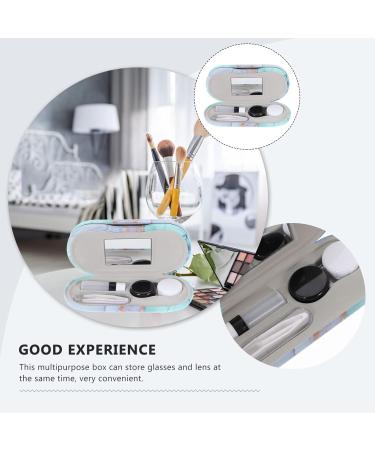 COHEALI 2-in-1 Double Sided Contact Lens & Eyeglasses Case - Marble Print with Mirror & Tweezer - Portable Glasses Box for Sunglasses & Eyewear - Buy Online on GoSupps.com