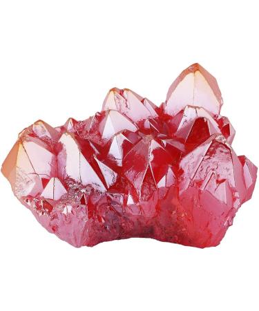 Kyeygwo Natural Mountain Crystal Titanium Coated Quartz Cluster - Dark Red Healing Reiki Stone Decoration | Irregular Gem Specimen 30-70mm - Buy Online on GoSupps.com