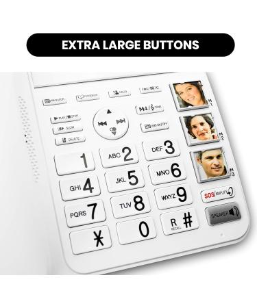 Geemarc Amplidect 595 Combi Twin - Amplified Corded Phone with 2 Cordless Handsets, Big Buttons and SOS Buttons - Hearing Aid Compatible - Buy Online on GoSupps.com