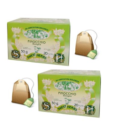 Apicoltura Brezzo Sweet Herbs | Digestive Herbal Tea with Fennel | Organic Fennel Infusion After Meal - 2 x 20 Filters in Individual Bags (60 Gr)