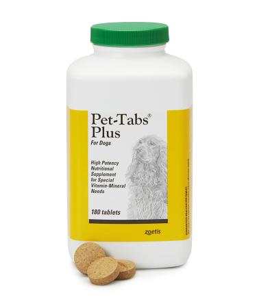 Pet-Tabs Plus Multivitamin and Mineral Supplement for Dogs with Special Nutritional Needs Chewable Tablet 180 Count Bottle