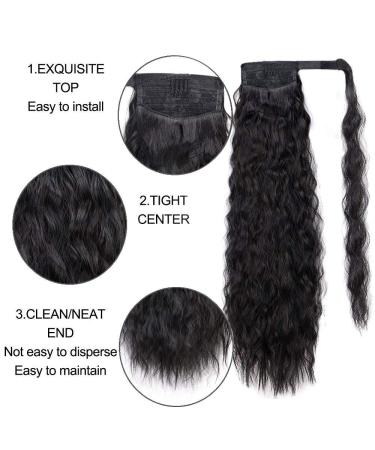 22-Inch Heat-Resistant Black Wavy Ponytail Extension - Stamped Glorious Wrap Around Hairpiece for Women - Buy Online on GoSupps.com