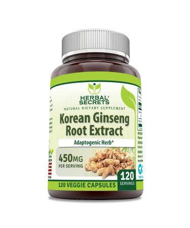 Herbal Secrets Korean Ginseng Root Extract 120 Veggie Capsules Supplement | Non-GMO | Gluten Free | Made in USA