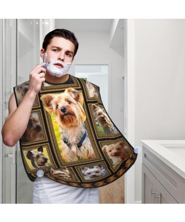 Yorkshire Terrier Dog Beard Bib Hair Catcher For Men Shaving Men Beard Apron Gift For Fathers Day/Anniversary/Valentines Day/Christmas One Size