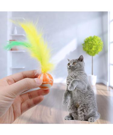 5 Pcs Cat Toys Balls with Feather Teaser Interactive Kitten Toys Colorful Cat Balls Toy Funny Cat Feather Toys for Indoor Outdoor Playing Chasing Chewing Training (Random Colours) - Buy Online on GoSupps.com