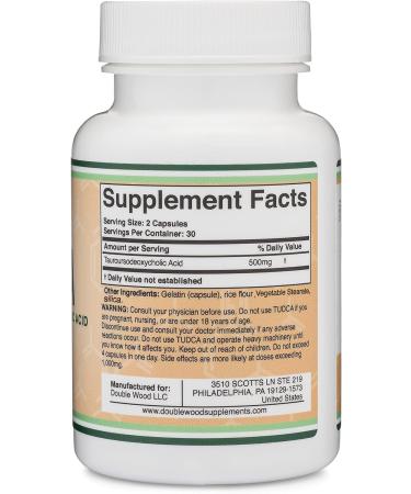 TUDCA Liver Support Supplement 500mg | Double Wood - Detox & Cleanse Aid | 60 Capsules - Buy Online on GoSupps.com