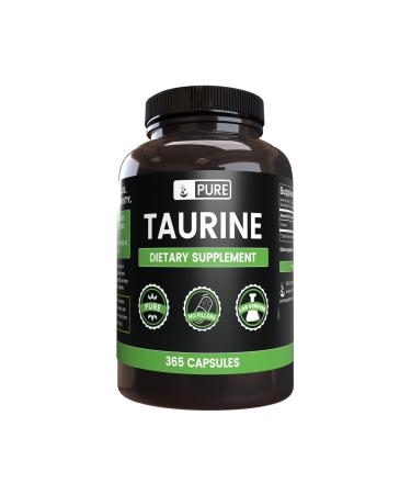 Pure Original Ingredients Taurine (365 Capsules) No Magnesium Or Rice Fillers Always Pure Lab Verified 365 Count (Pack of 1)