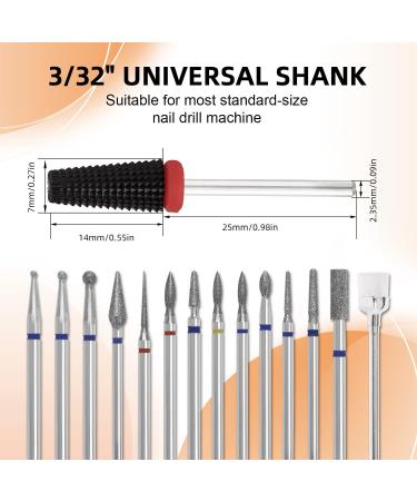 15Pce Nail Drill Bit Set with 1 Black 5 in 1 Ceramic Nail Drill Bit 3/32'' Ceramic Carbide Drill Bits for Nails Bits for Nail Drill for Acrylic Gel Nails Manicure Pedicure and Cuticle Remover - Buy Online on GoSupps.com