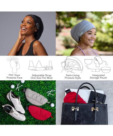 Hairbrella Lite Women's Rain Hat for Long Hair - Satin-Lined Waterproof Hair Protection Cap | Foldable, Adjustable, Sugarplum X-Large - Buy Online on GoSupps.com