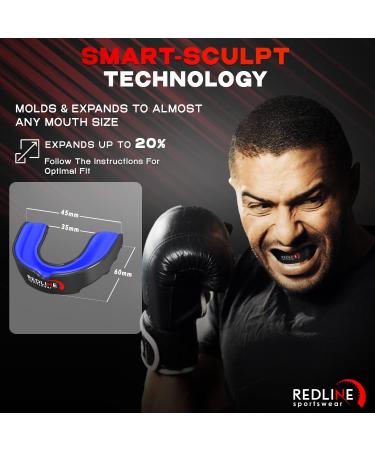 Redline Sportswear Pro Custom Molded Mouth Guard with Case - BPA Free Sports Mouthguard for Braces, Football, Hockey - Blue & Black | Youth to Adult Boxing Protection - Buy Online on GoSupps.com