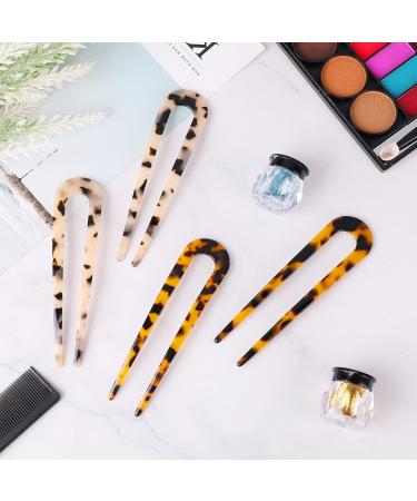WLLHYF 4 Pieces French Hair Pins Tortoise Shell U Shaped Hairpin Cellulose Acetate Tortoise Shell Hair Fork Sticks for Women Girls Hairstyles Accessories - Buy Online on GoSupps.com